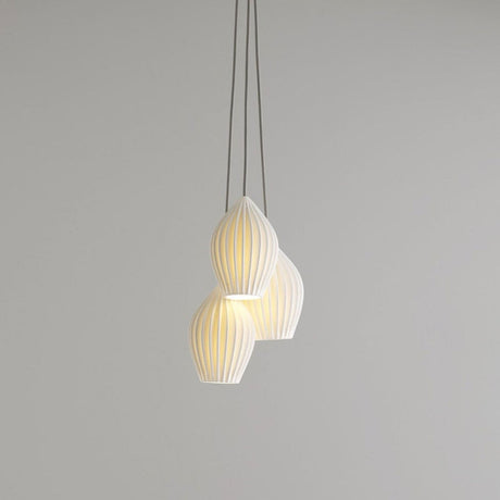 Ceramic Ribbed Pendant Light 3-Light
