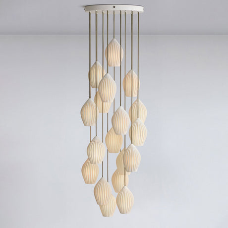 Ceramic Ribbed Pendant Light 18-Light