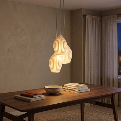 Ceramic Ribbed Pendant Light