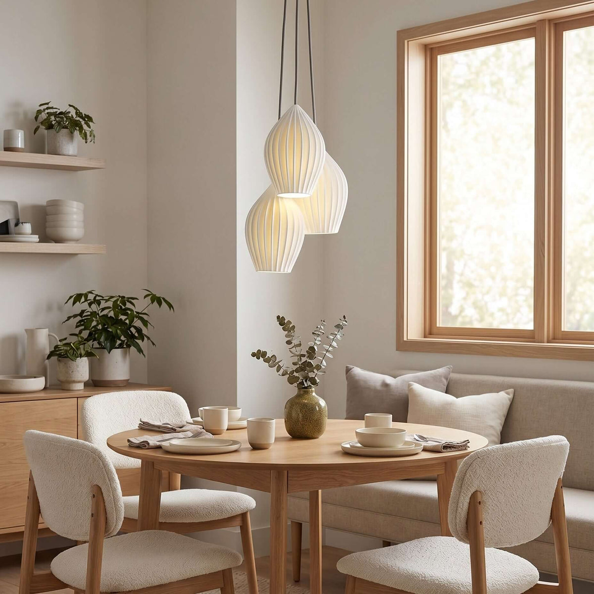Ceramic Ribbed Pendant Light