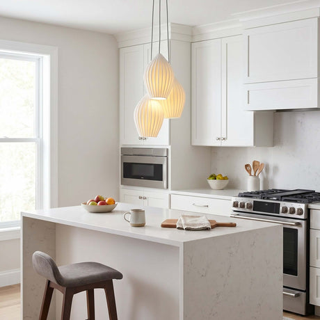 Ceramic Ribbed Pendant Light