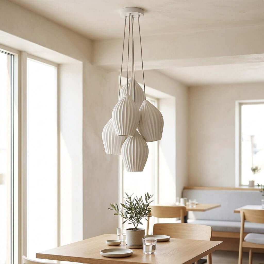 Ceramic Ribbed Pendant Light