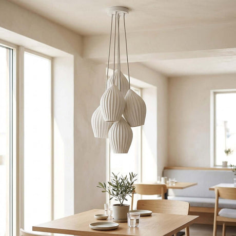 Ceramic Ribbed Pendant Light