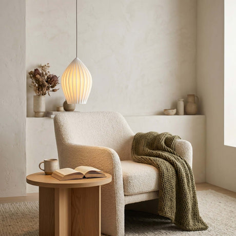 Ceramic Ribbed Pendant Light