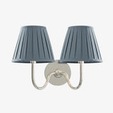 Luvora Wall Lamp 2 Heads / Chrome / Dusty Blue Pleated