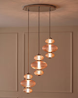 Cynthia Champagne Glass 3-Drop Pendant Light lit
