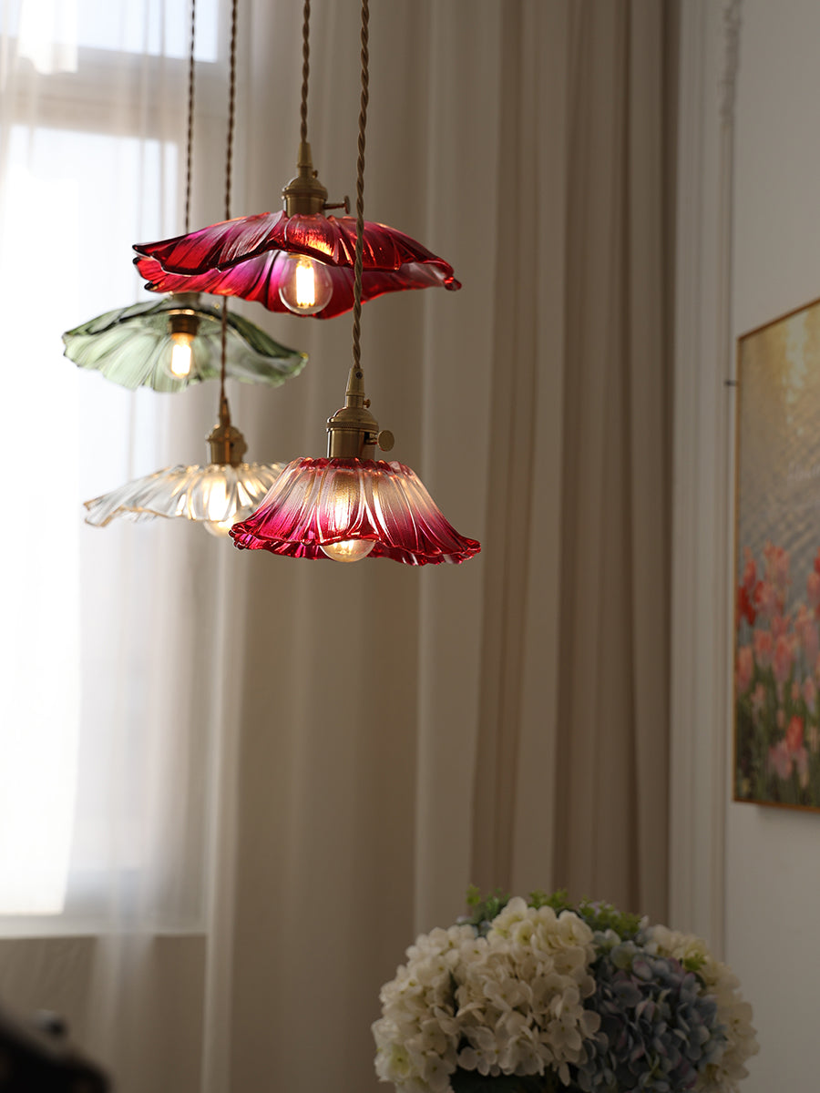 Flower Glass Plug-In Pendant Lamp
