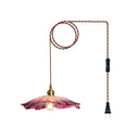 Flower Glass Plug-In Pendant Lamp Pink