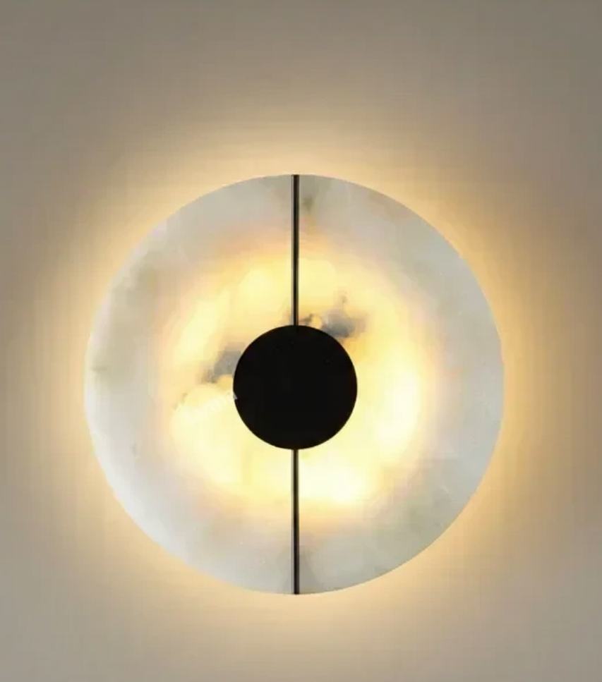 Luna Round Alabaster Wall Light