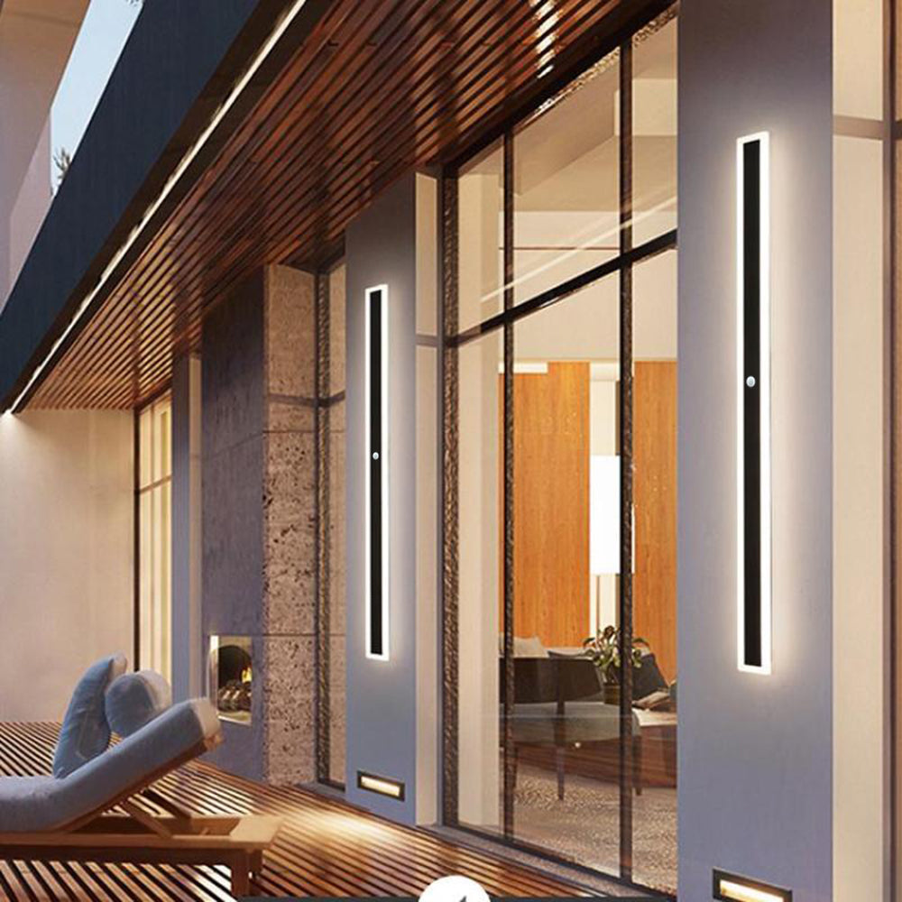 Vynn Linear Outdoor Wall Light cool white motion sensor
