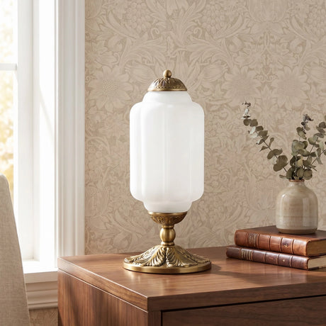 Lumi French Retro Cream Glass Textured Eloise Table Lamp