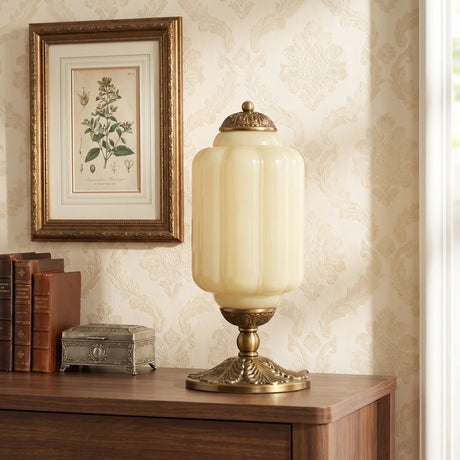 Lumi French Retro Cream Glass Textured Eloise Table Lamp