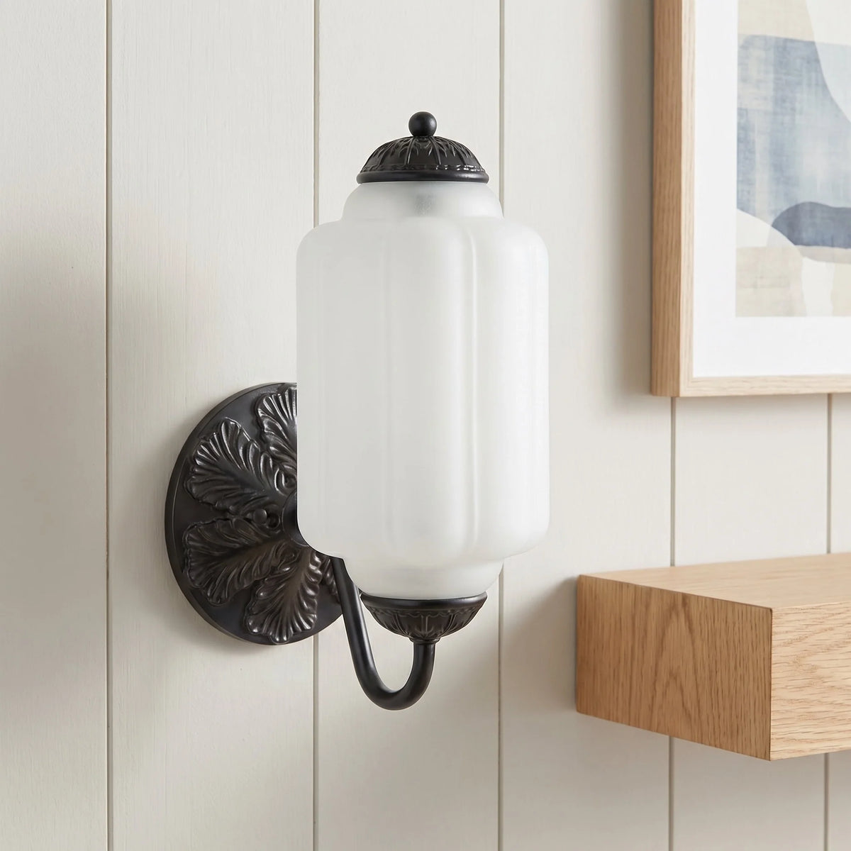 Lumi Vintage Milk Glass Oiled Brass Eloise Sconce