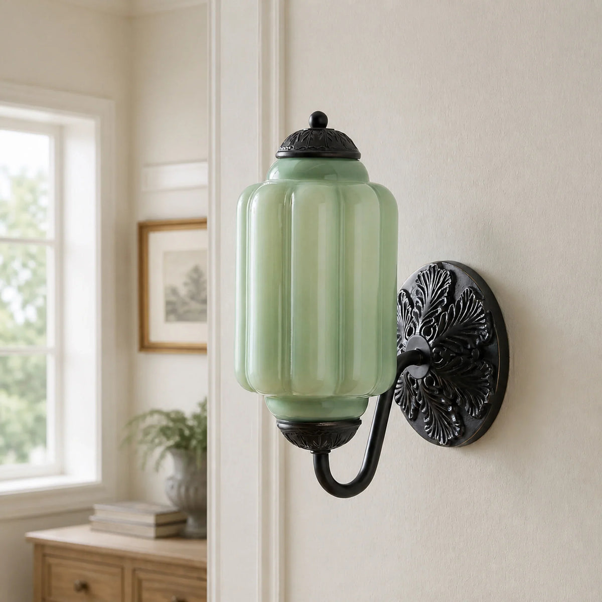 Lumi Vintage Milk Glass Oiled Brass Eloise Sconce