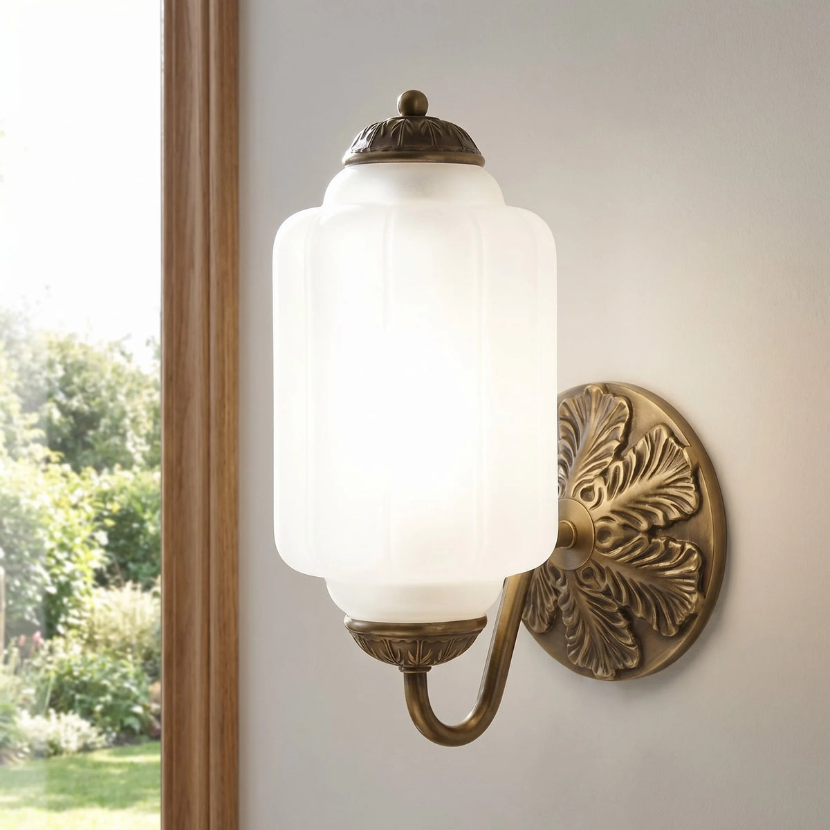 Lumi Vintage Milk Glass Oiled Brass Eloise Sconce
