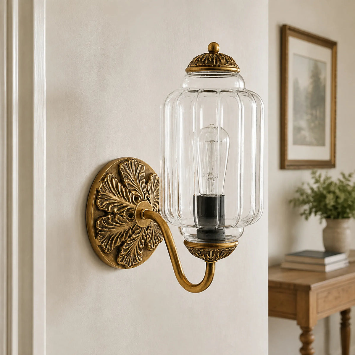 Lumi Vintage Milk Glass Oiled Brass Eloise Sconce