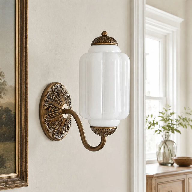 Lumi Vintage Milk Glass Oiled Brass Eloise Sconce