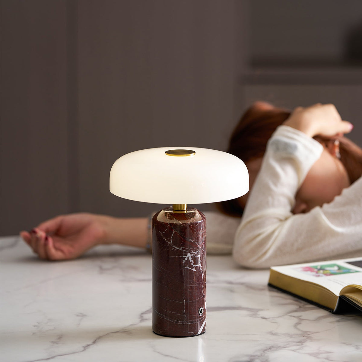Lunara Marble Table Lamp (Built-in Battery)