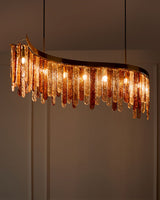 Mar Caramel Champagne Glass 9-Bulb Chandelier lit