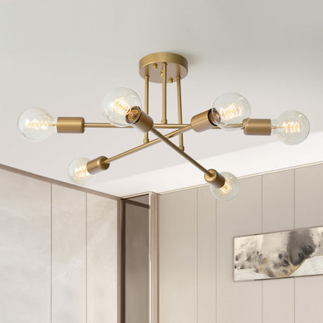 Vallin brass sputnik semi-flush chandelier — GildNest UK