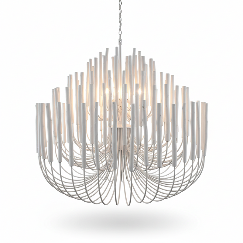 Multi-Stick Wooden Chandelier