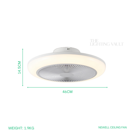 Newell Low-Profile Remote Control Ceiling Fan with LED Light