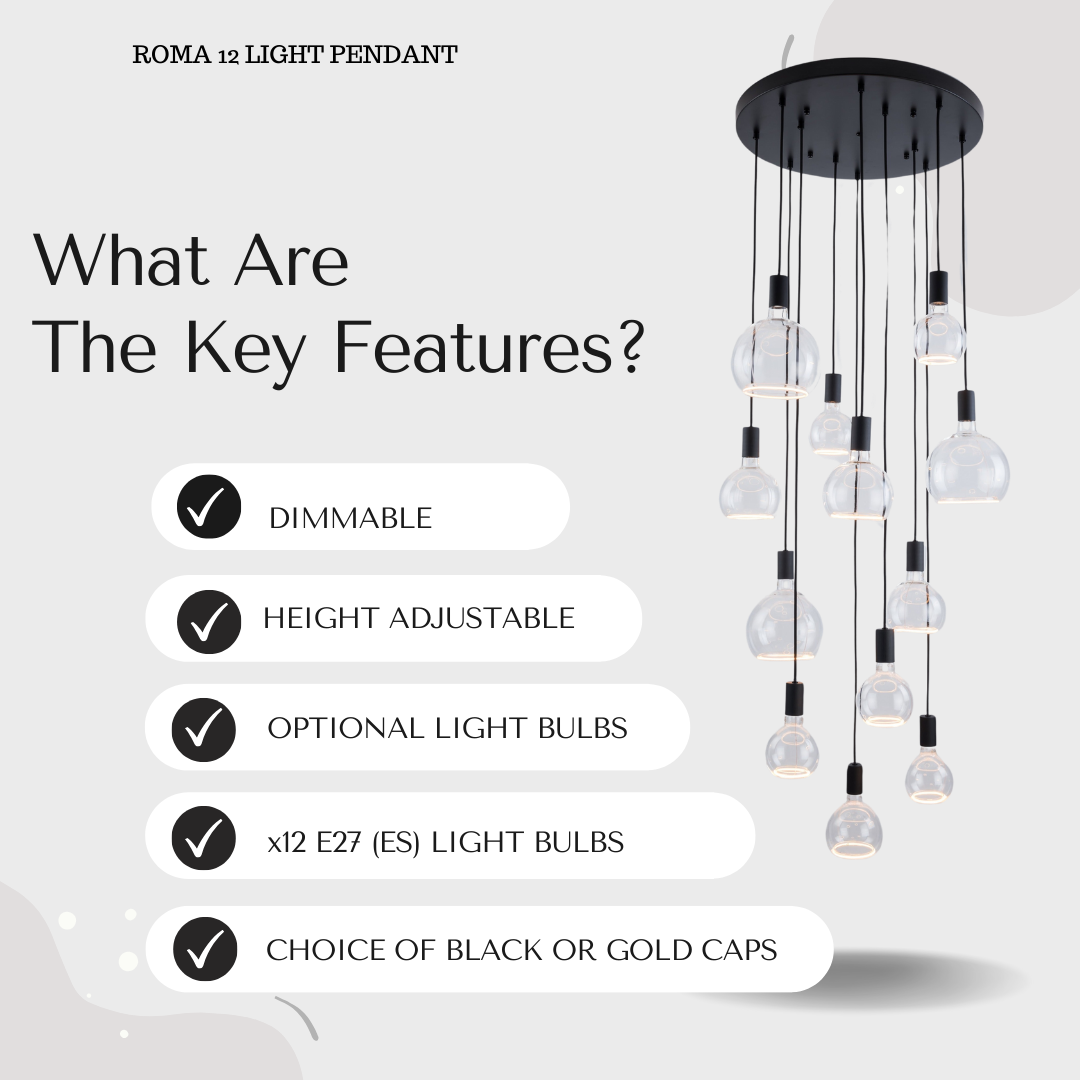 Roma 12 Light Spiral Pendant – Sculptural Multi-Drop Staircase Light
