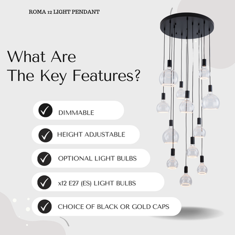 Roma 12 Light Spiral Pendant – Sculptural Multi-Drop Staircase Light