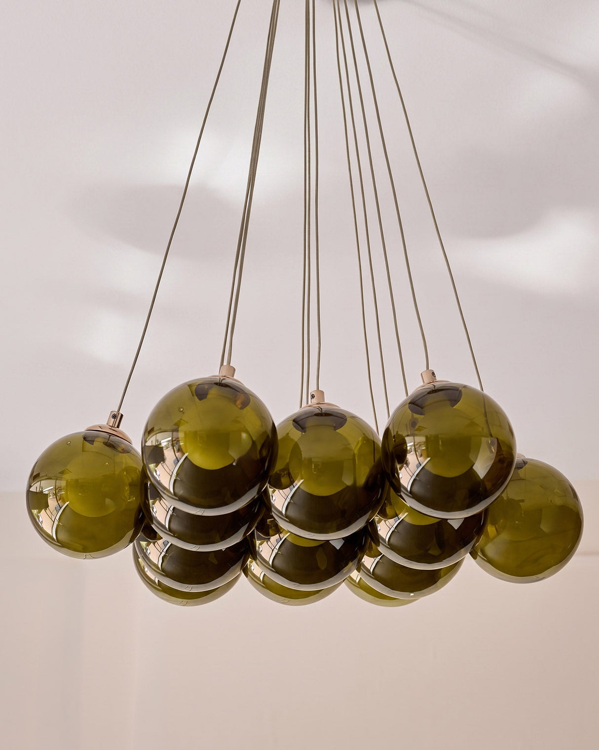 Riley Olive Green Glass Cluster Pendant Light lifestyle