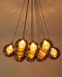 Riley Olive Green Glass Cluster Pendant Light lit in situ
