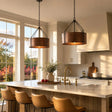 Rustic Bronze Industrial Drum Shade Pendant Light