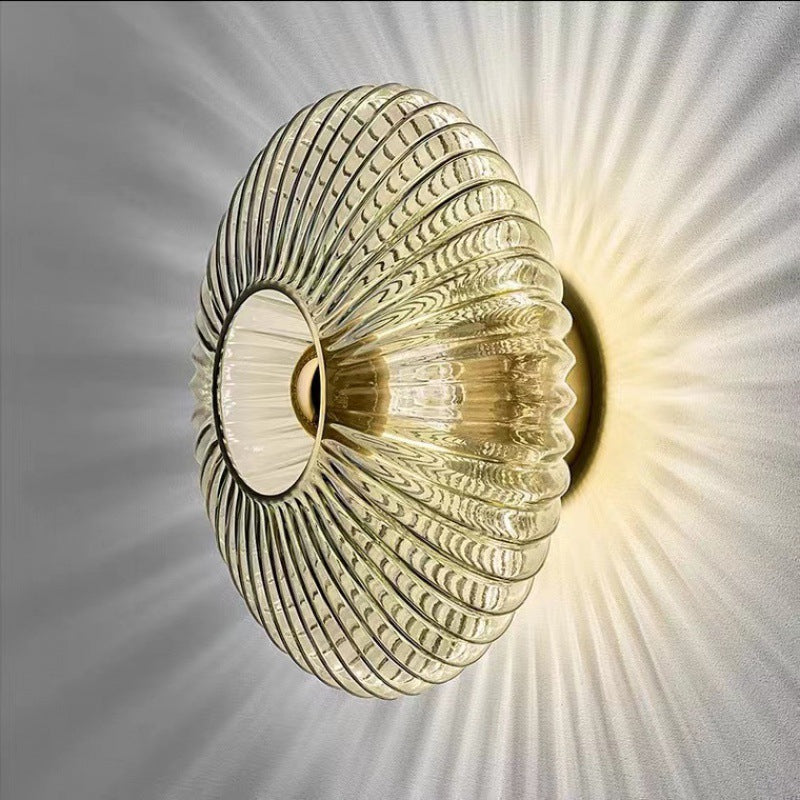 Iron Striped Glass Disc Wall Sconce Smoke Grey studio
