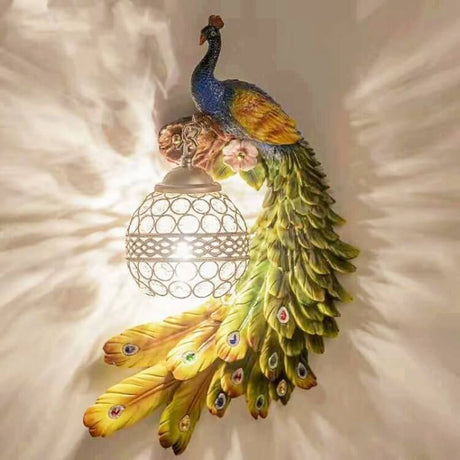 Vintage Peacock Crystal Ball Wall Sconce lifestyle