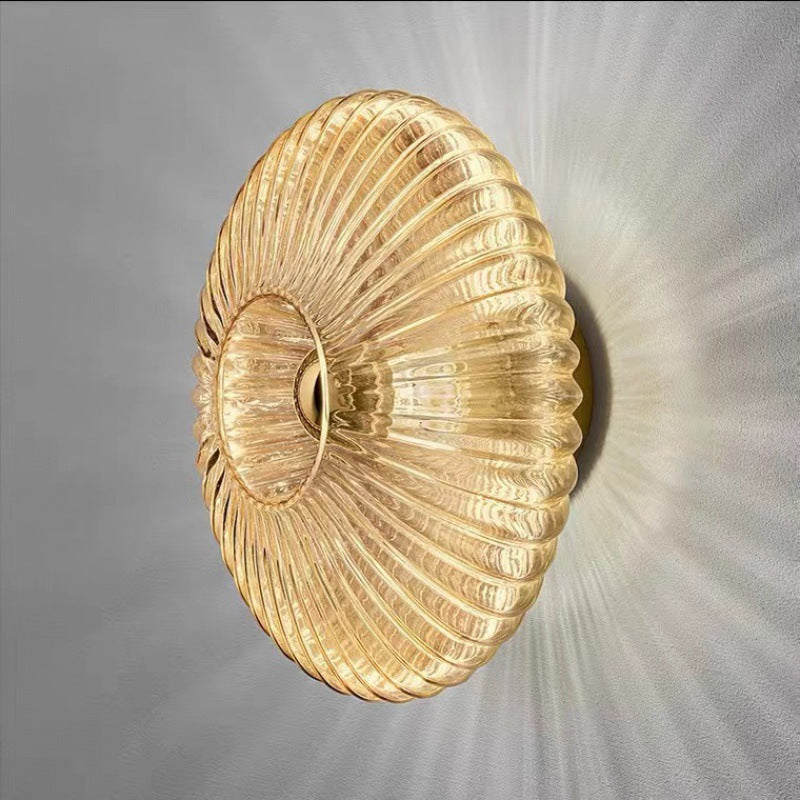 Iron Striped Glass Disc Wall Sconce Cognac studio