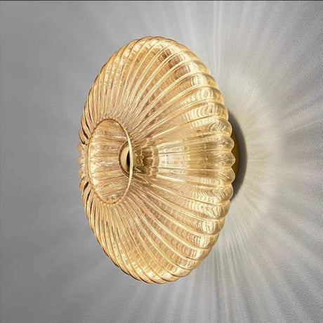 Iron Striped Glass Disc Wall Sconce Cognac studio