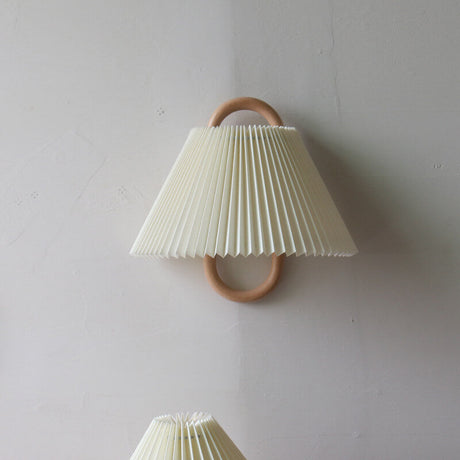 Wall Sconce Lamp Beige Pleated