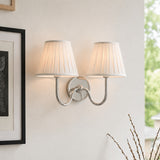 Luvora Wall Lamp 2 Heads / Chrome / White Pleated