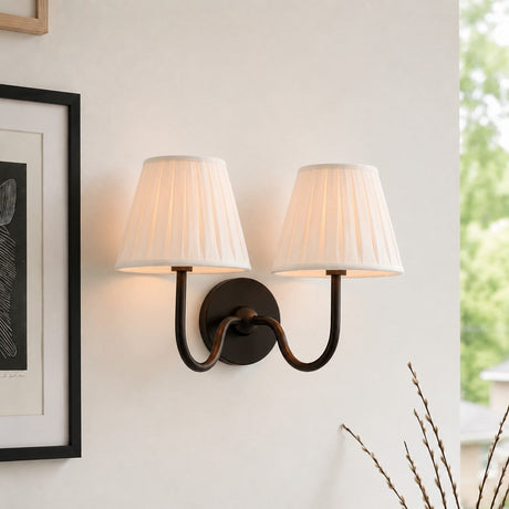 Luvora Wall Lamp 2 Heads / Matte Black / White Pleated