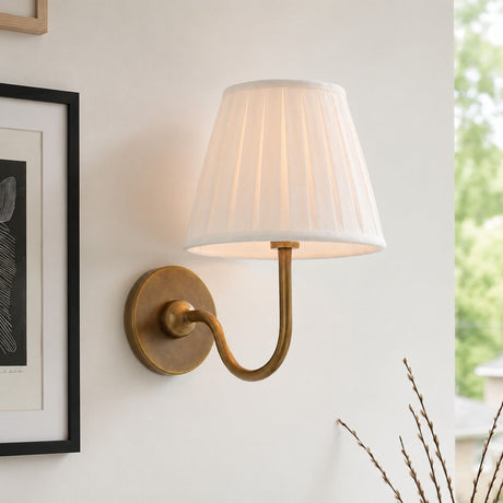 Luvora Wall Lamp 1 Head / Tumbled Brass / White Pleated