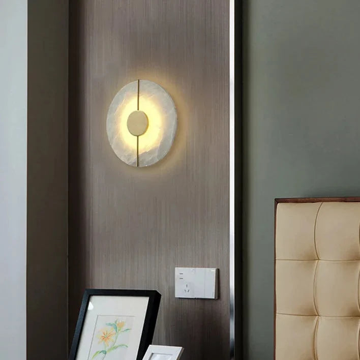 Luna Round Alabaster Wall Light