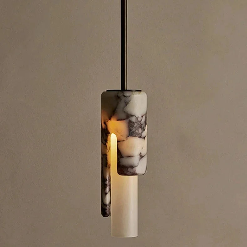 Glem Cylindrical Long Marble Pendant Light