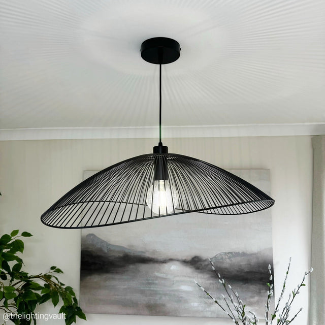 Warwick Pendant – Black Wire Dome Shade