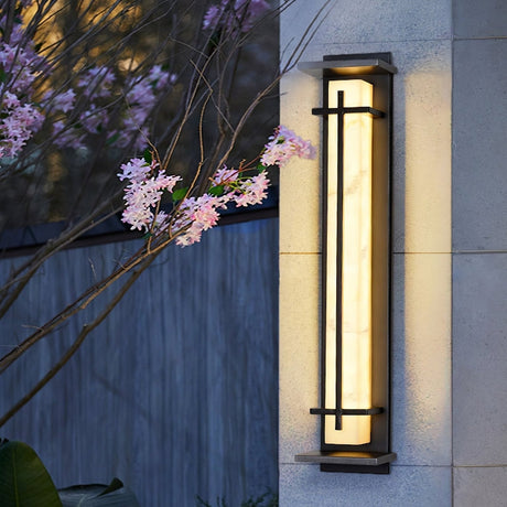 Ray Square Outdoor Wall Light  Imitation Alabaster Waterproof