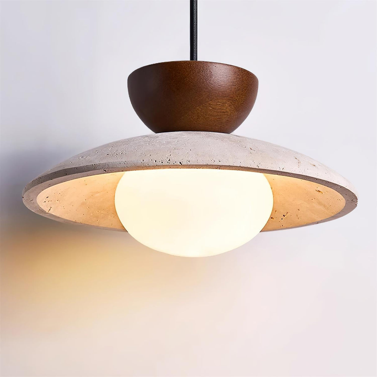Cleo travertine pendant light close up