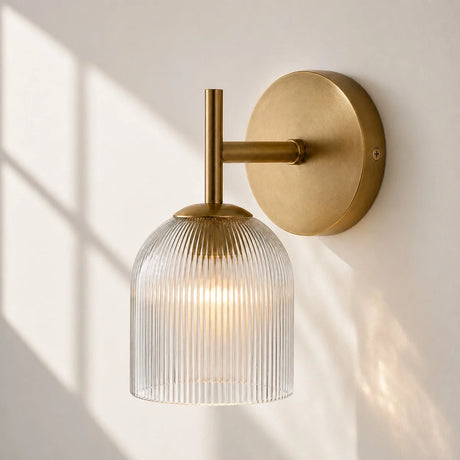 Vireo Farmhouse Cooper Ribbed Glass Wall Sconce