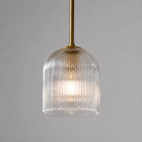 Vireo Farmhouse Cooper Ribbed Glass Pendant Light