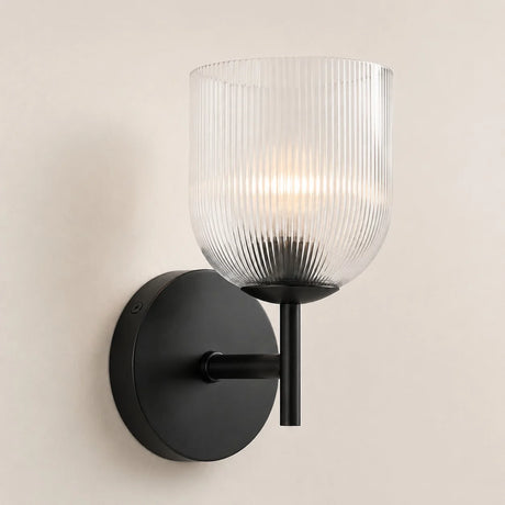 Vireo Farmhouse Cooper Ribbed Glass Wall Sconce