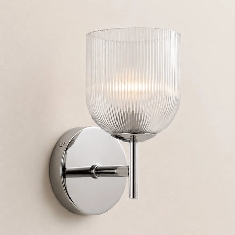 Vireo Farmhouse Cooper Ribbed Glass Wall Sconce