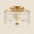 Vireo Farmhouse Drum-Shaped Ribbed Glass Ceiling Light