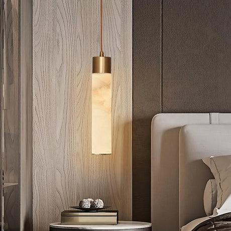 Alabaster brass pendant light detail — GildNest UK